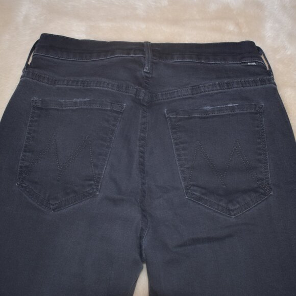 Mother Stunner Ankle Fray Jeans Black Size 29 Distressed Cropped Stretch - Picture 10 of 15